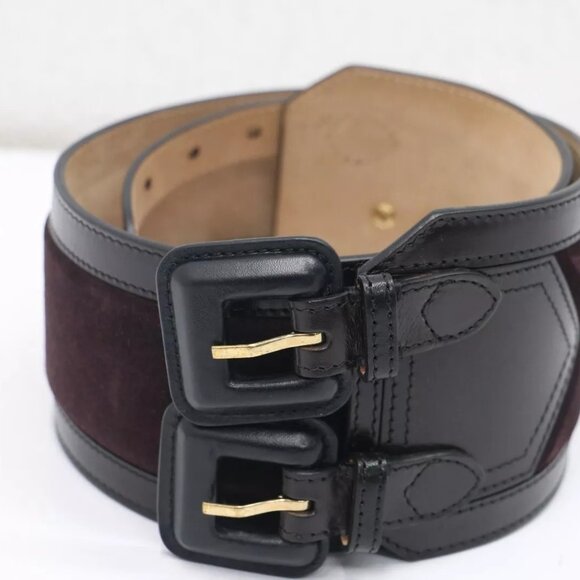 Burberry Double Wide Leather & Suede Belt Womens Size 30/75 - Picture 1 of 16